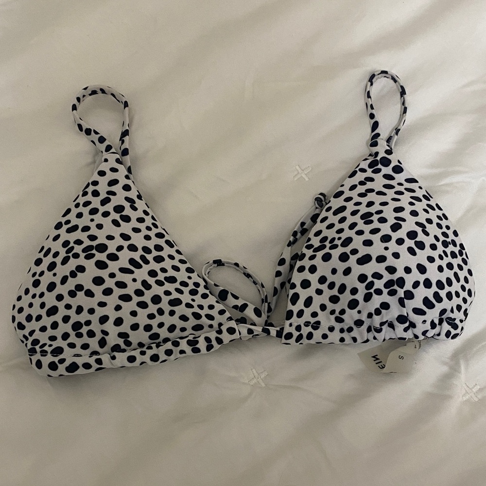 SHEIN Black and White Polka Dot Bikini Top